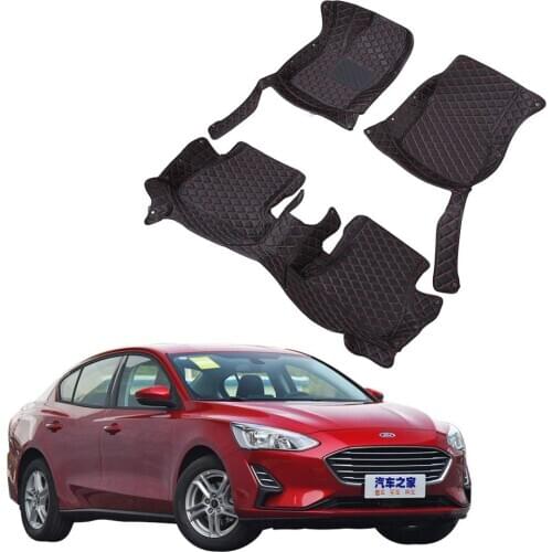 Luxury 3D Surround Car Floor Mats Liner Leather Carpet Set For Ford Focus 2012-2018 Left Hand Drive Hatchback Saloon