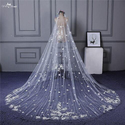 RSV90 Real Pictures Yiaibridal Stock One Layer Different Kinds Big Flower Pattern Appliques Flower Veil