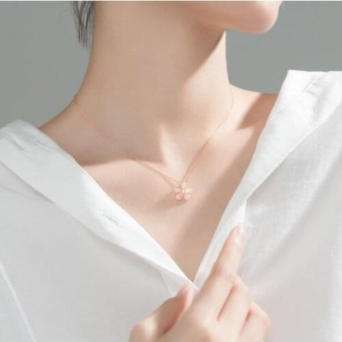 Flower Silver Necklaces 925 Sterling Silver Pendants Necklaces with Opal