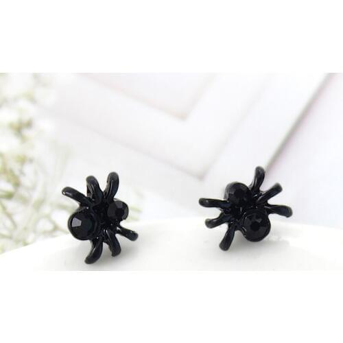 Spider Shape Stud Earring Push-back Casual Sporty Style Black Chaste Earring Gift For Friend Personality Decoration For Student
