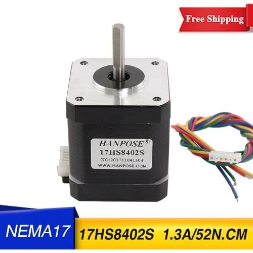 Free shipping (17HS8402S) Nema 17 Stepper Motor 1.3A 42x 48mm For 3D printer 4-lead 42 Motor Nema17