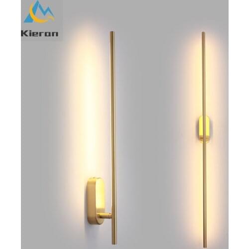 Nordic Corridor All Copper Minimalist Line Wall Lamp Post-Modern Bedroom Bedside Wall Decor Wall Lights Living Room Stair Lamps