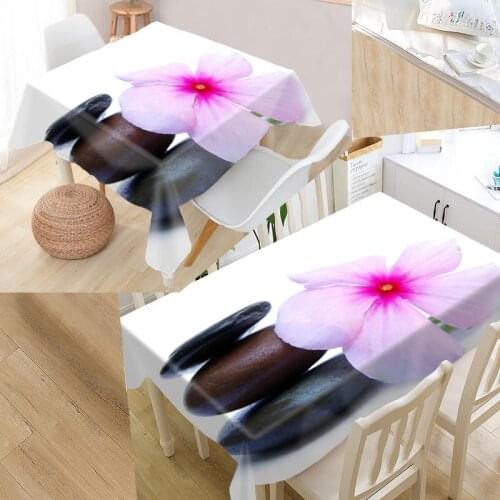 Stone And Flower 02 Custom Table Cloth Oxford Fabric Rectangular Waterproof Oilproof Table Cover Family Party Tablecloth