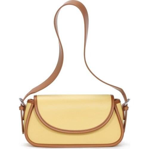 Fashion Genuine Leather Women Underarm Baguette Bag Summer Female Shoulder Handbag Ladies Brand Designer Crossbody Bags Panelled