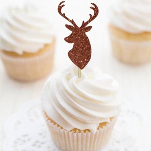 Deer Cupcake Toppers, Deer Head Cupcake Toppers, Deer Food Picks, Forest Cupcake Toppers, Rustic Party Decor, The Hunt is Over