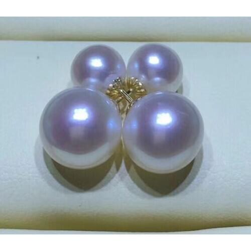 Gorgeous pair of 6-12mm south sea white pearl stud dearring 18k