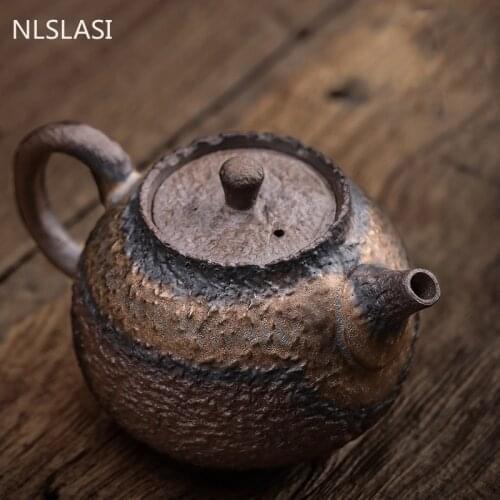 NLSLASI Vintage stoneware teapot Imitation stone tea set Handmade ceramics kettle Chinese tea ceremony supplies 210ml