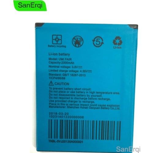 For UMI Fair Battery Smartphone High Quality Mobile Phone Baterie Replacement 2000mAh