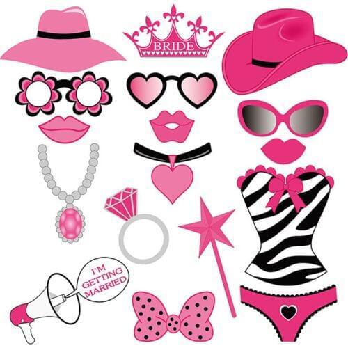 Yi Surgery Bachelor Party Photobooth Props Hen Do Party Decorations Pink Glasses Hat Mask Booth Props for Birthday Party PZ109