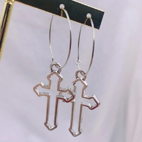 2021 Trend Simple Cross Pendant Earrings Quality Drop Earrings For Girls Women Gift Lovely Unusual Jewelry Vintage Hoop Earring