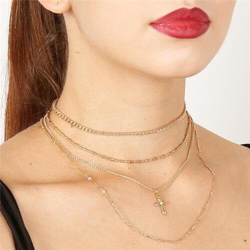 Ethnic Vintage Multilayer Crystal Choker Necklaces For Women Summer Trendy Hot Selling Statement Necklace Kolye Bijoux