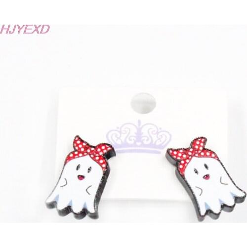 1pair) ghost Print Stud Earrings Fashion black glitter cute Earrings Acrylic Earrings