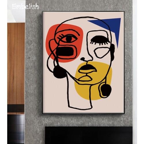 1 Pieces Famous Artworks Wall Art Posters For Living Room Abstract Colorful Face Home Decor Pictures HD Canvas Oil Paintings