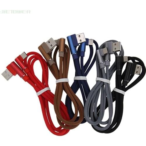 100pcs/lot Double Elbow USB Type C Cable 90 Degree Braided USB C To USB A Charger Cord for Huawei P20 P10 Mate10