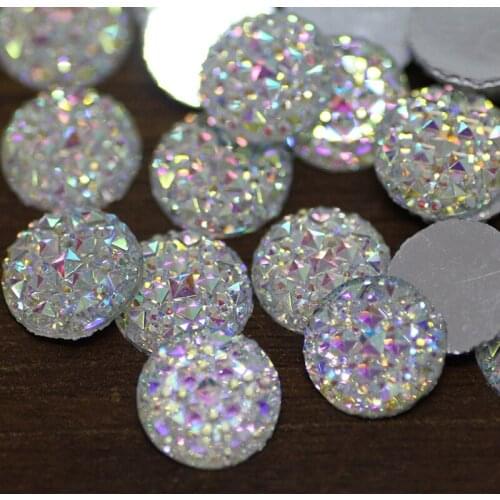 14mm Round Crystal AB Resin Flatback crystal Stone Non Hot fix Rhinestones For DIY jewelry Dance Dress Decoration