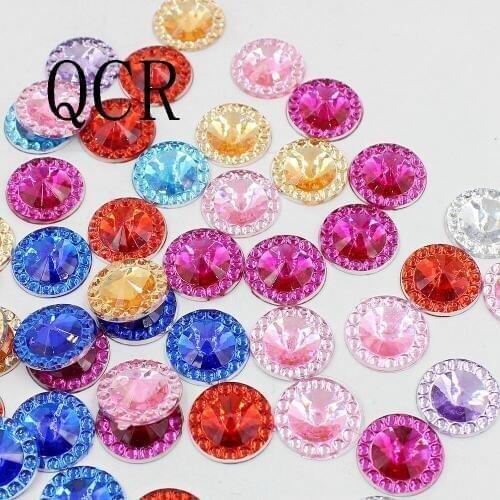 200pcs/Lot 12mm Crystal AB Color Rould Shape Design Acrylic Rhinestone, Crystal Cabochons, Jewelry Accessories For Diy