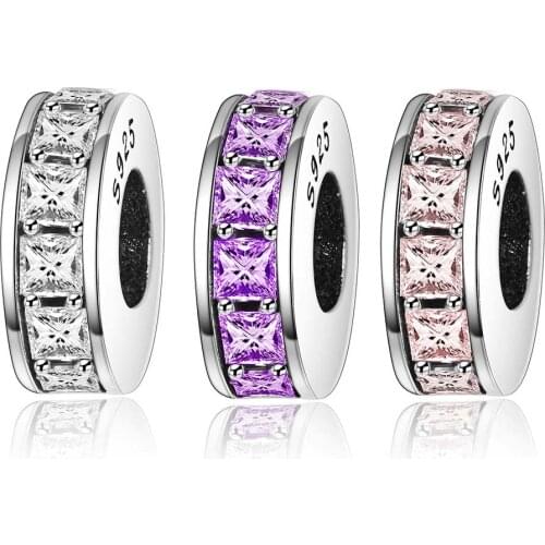 2021 DIY Pave CZ Eternity/Abundance of Love Spacer Charms 925 Sterling Silver Spacer Stopper Beads Fit pandora Charms Bracelet
