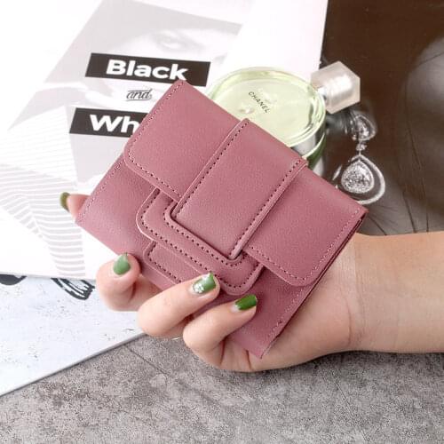 2021 Short Women Wallets Red Mini Money Purses bag Small Fold PU Leather Women Coin Purse Card Holders handbags luxury designer