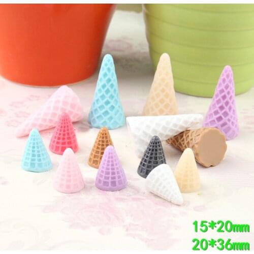 3D Ice cream cone resin accessories Flatback DIY Jewelry Findings Ornament Accessories Colorful Clay Beads Material 10pcs