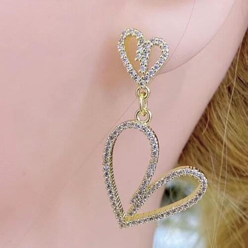 5 Pairs Zircon Heart Earrings ZIrcon elegant jewelry earrings drop earirngs fashion jewelry earrings 51477