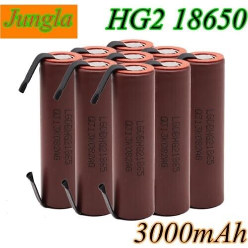 2020 battery 18650 HG2 3000mAh with strips soldered batteries for screwdrivers 30A high current + DIY nickel inr18650 hg2