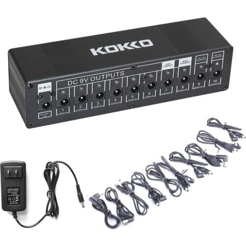 KOKKO Guitar Pedal Power Supply 10 Isolated Output High Quality Guitar Effect Pedal Power Supply 4* 500mA Output 6*100mA Output