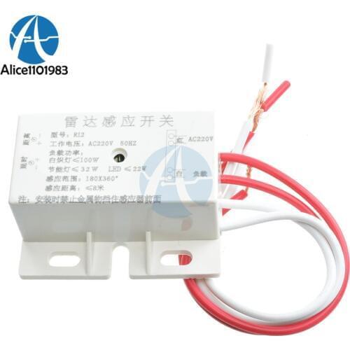 AC 220V 50Hz Delay Human Body Motion Detector Microwave Radar Sensor Switch Module Security Adjustable Range 4-8M Time 10-70S