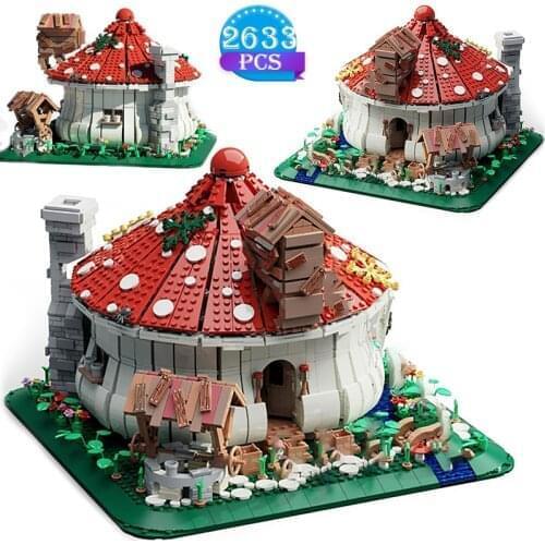 Creativity Good Friend Series Lighting Mushroom House Jungle Model Childrens Building Blocks Toys Adult New Year Gifts