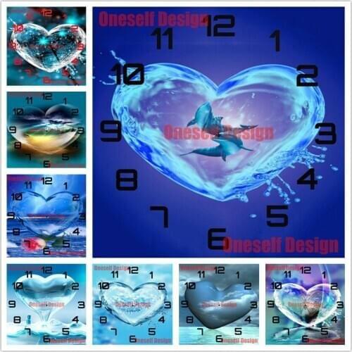 Diy diamond mosaic sale heart diamond painting full clock heart 5d diamond embroidery sale clock decoration home Christmas gift