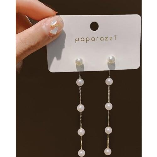 Long Chain Tassel Pearl Earrings For Women Exquisite Tiny Zirconia Earring Elegant Korean Crystal Wedding Pendant Bijoux Femme