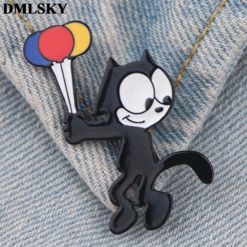 DMLSKY Cat funny Metal Enamel Pin Brooch Cute Badge Pins Party Pin Cartoon Brooch Jewelry Badges For Clothes M4018