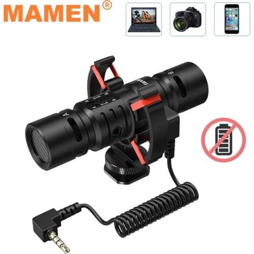 MAMEN Dual-way Pickup Shotgun Video Recording Microphone with Shockproof Base for Smartphone Canon Nikon DSLR Camera Vlog Record