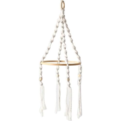 Elegant Macrame Knot Bedroom Woven Hanging Pendant Art Baby Room Accents Decor Yellow Beads Tassels Chic Boho Decor Dorm