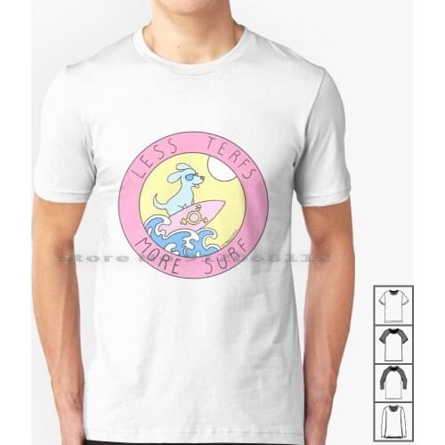 Less Terfs More Surf T Shirt 100% Cotton Surf Surfing Terfs Turf Feminism Feminist Radical Liberal Cute Dog Pastel Dogs Trans