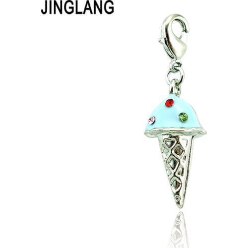 JINGLANG New Design Wholesale Price Ice Cream Pendant Lobster Clasp Charms for Bracelet/Necklace Accessories