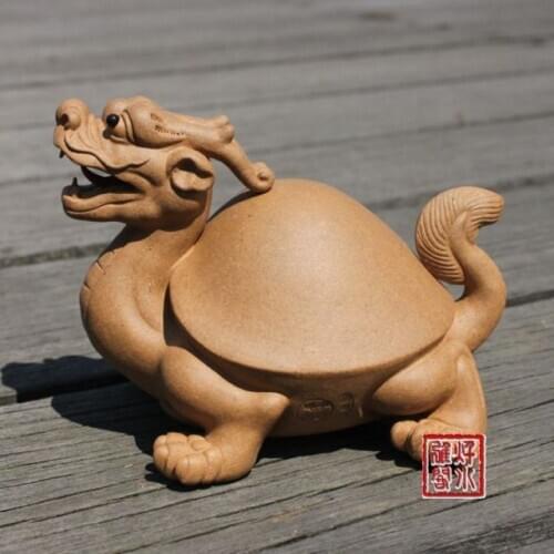 China boutique collection yixing red stoneware Tea pet Ornaments Dragon turtle