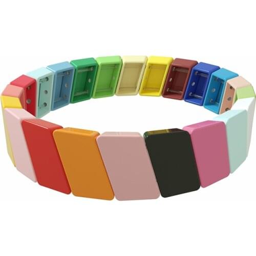 Candy Enamel Tile Bracelets Set Rainbow Honeycomb Stacking Bracelet Beaded Stretchy Handmade Charm Wrap Friendship Girls Gift