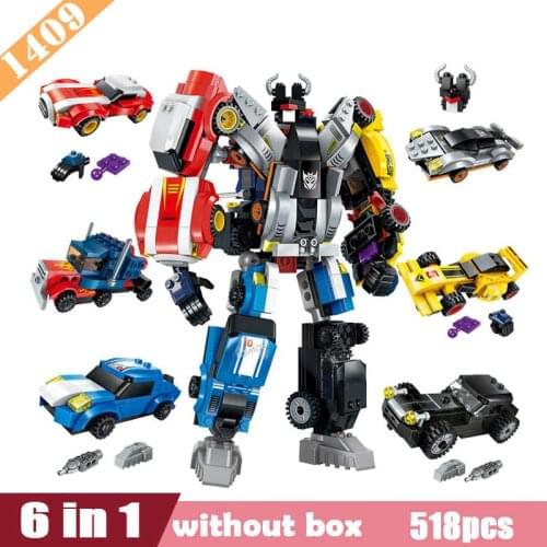 1409 518 pcs Transformation 6 in 1 Series Robot Bricks City Deformation Rrobot Childrens Educational Building Blocks Toys Gifts