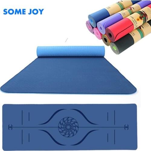 TPE Yoga Mat And Bag Double Layer Non-Slip Yoga Exercise Pad With Position Line For Fitness Gymnastics Pilates 1830*610*6mm