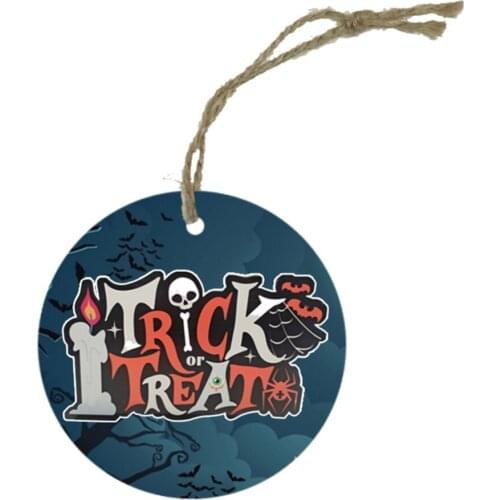 Halloween Round Wooden Pendant Funny Pumpkin Shaped Furnishing For Halloween Party Trick Or Treat Events Prop