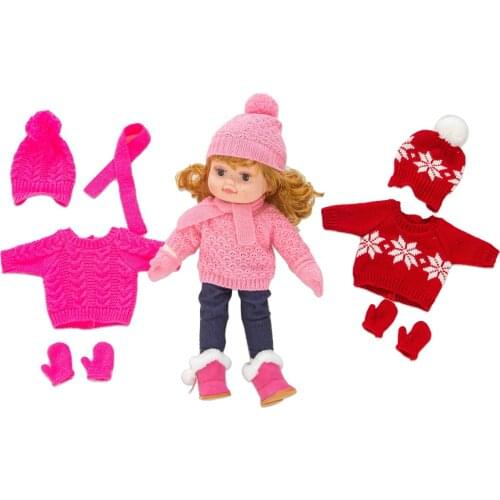 43CM Doll Clothes with Hat, Scarf, Gloves, Snow Boot, Sweater and Pants Holiday