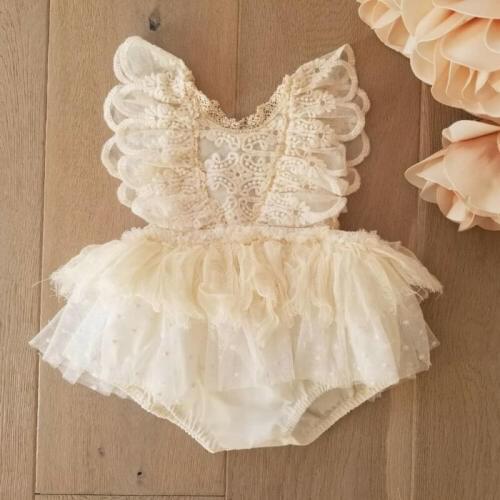 Summer Newborn Baby Girls Clothes Lace Bodysuit Tutu Dress Outfits 0-24M