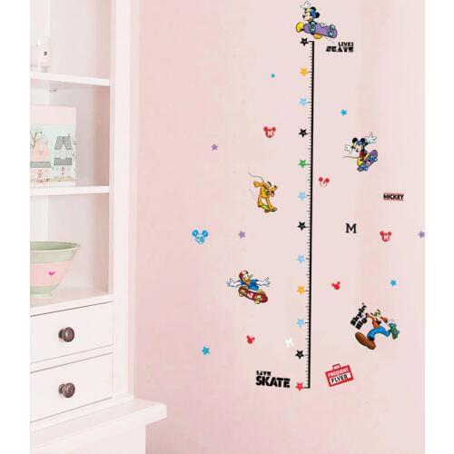 Mickey Mouse Donald Duck height measure sticker wall stickers for kids boys rooms growth chart Nursery height ruler decor