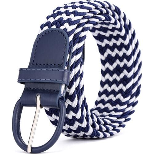 Fashion Men Women Knitted Pin Buckle Belt Casual Woven Canvas Elastic Expandable Braided Stretch Belts Plain Webbing Strap