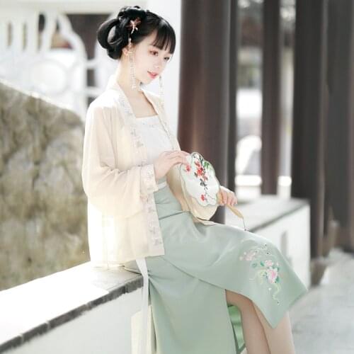 Novelty Women Hanfu Suit Embroidery Flower Halloween Party Costume New Style Cosplay Clothing Summer New Fairy Dressing