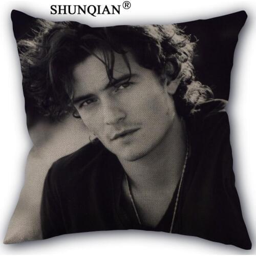 Orlando bloom Pillowcase Custom Cotton Linen Square Decorative Pillow Cases Cover Zippered 45x45cm one side