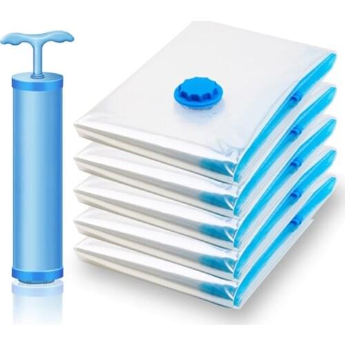 7- 11PCS Thickened Vacuum Storage Bag For Cloth Compressed Bags with Hand Pump Reusable Blanket Clothes Quilt Organizer Travel