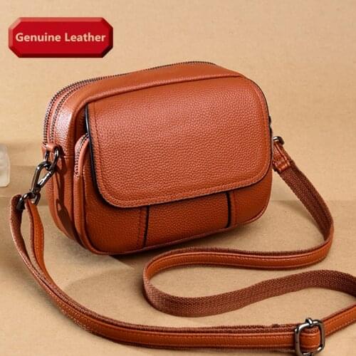 Genuine Leather Womens Casual Fashion Bag Women Messenger Bag Small Shoulder Bag Crossbody Bags for Real Cowhide Women Handbags