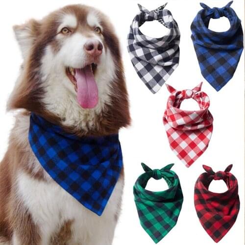 Leisure Dog Neckerchief Cotton Twill Dog Accessories for Large Dogs Fashion Cat Triangle Towel Plaid Scarf Saliva for Shiba Inu