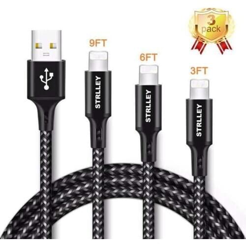IPhone Charger, 3Pack 3FT 6FT 10FT Nylon Braided Lightning Cable Charging Cord USB Cable Compatible with iPhone 11Pro Max XS XR